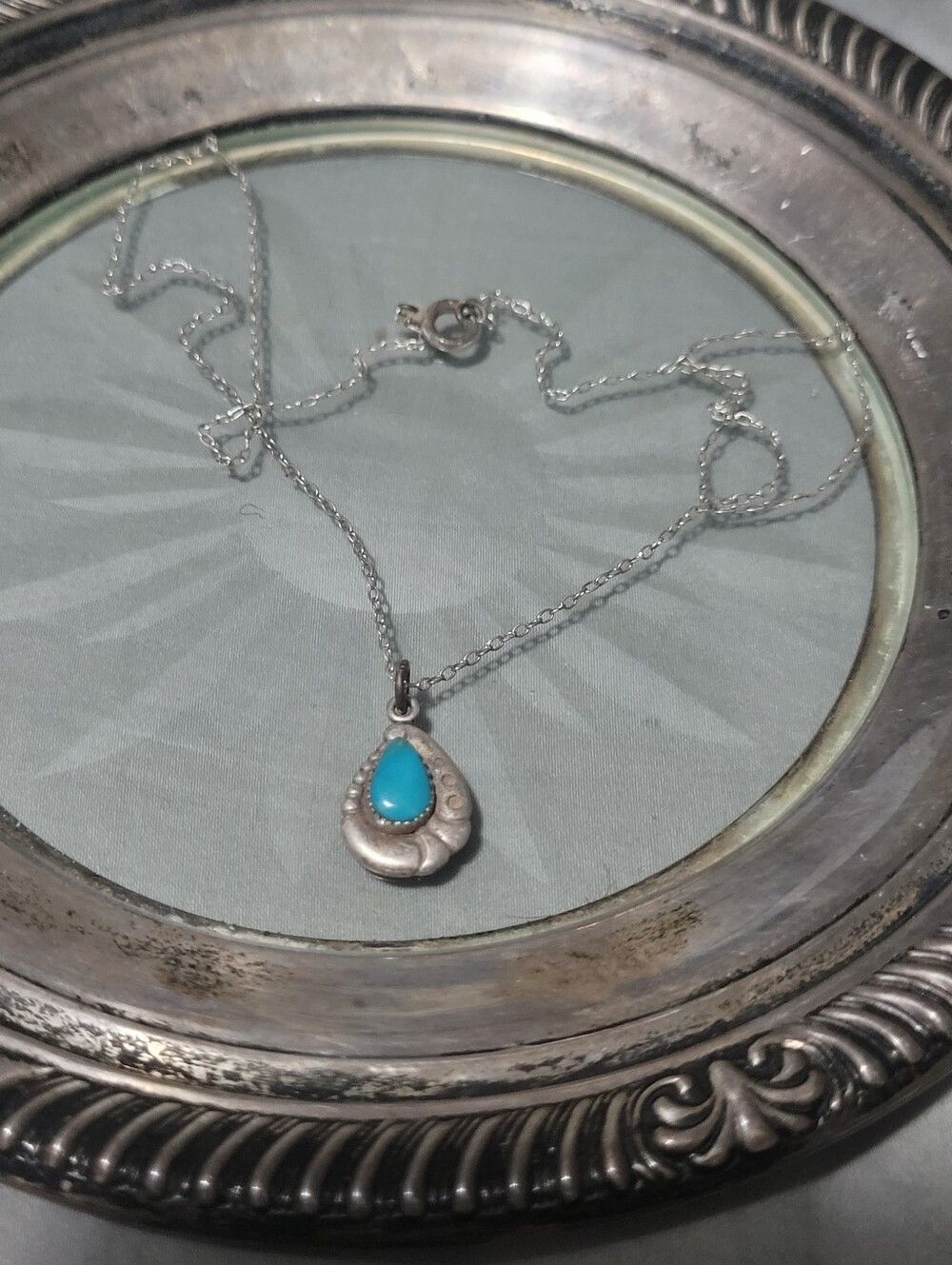 Sterling Silver Teardrop Turquoise Pendant Necklace - Women's Jewelry